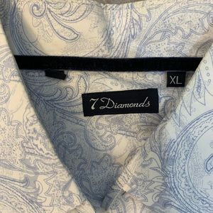 Men’s XL 7 Diamonds white blue paisley shirt